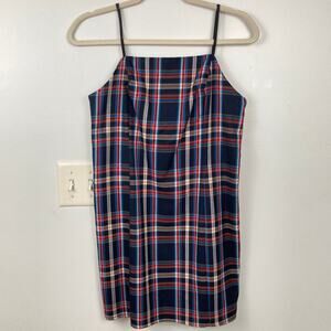 Urban Outfitters Womens S Blue & Red Plaid Slip Mini Dress Y2K Academia Preppy